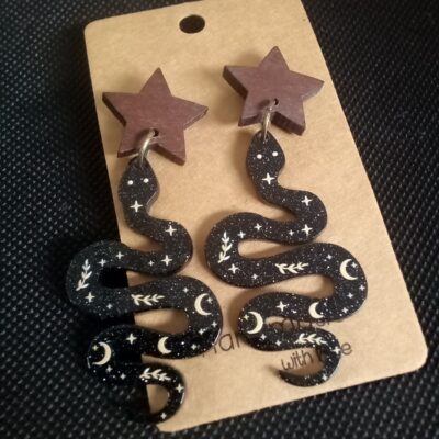 Black Snake Drop Earrings