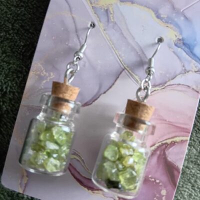 Light Green Crystal Chip Earrings